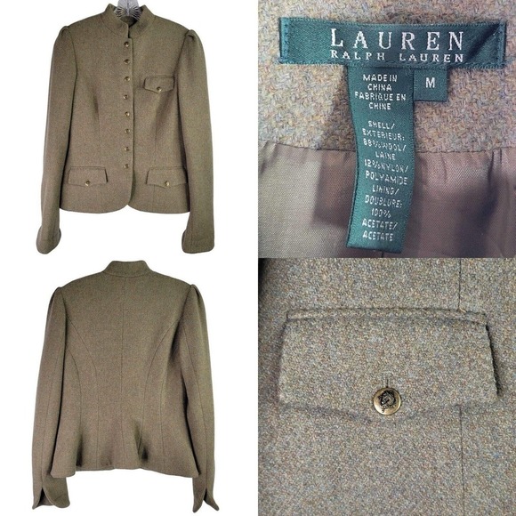 Ralph Lauren Equestrian Blazer Jacket Green Wool Horse Buttons Womens Size M - Picture 1 of 8